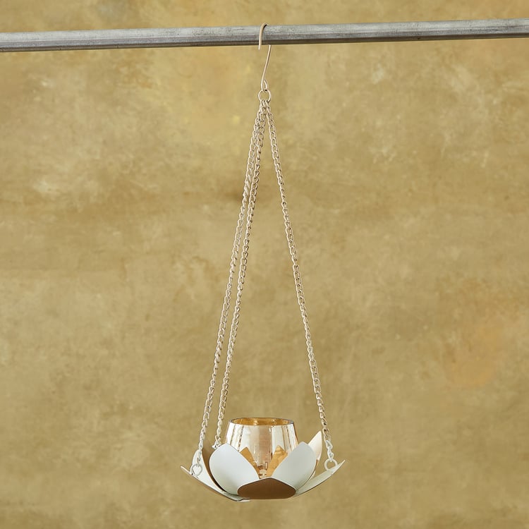 Mabel Kamal Metal and Glass Hanging T-Light Holder