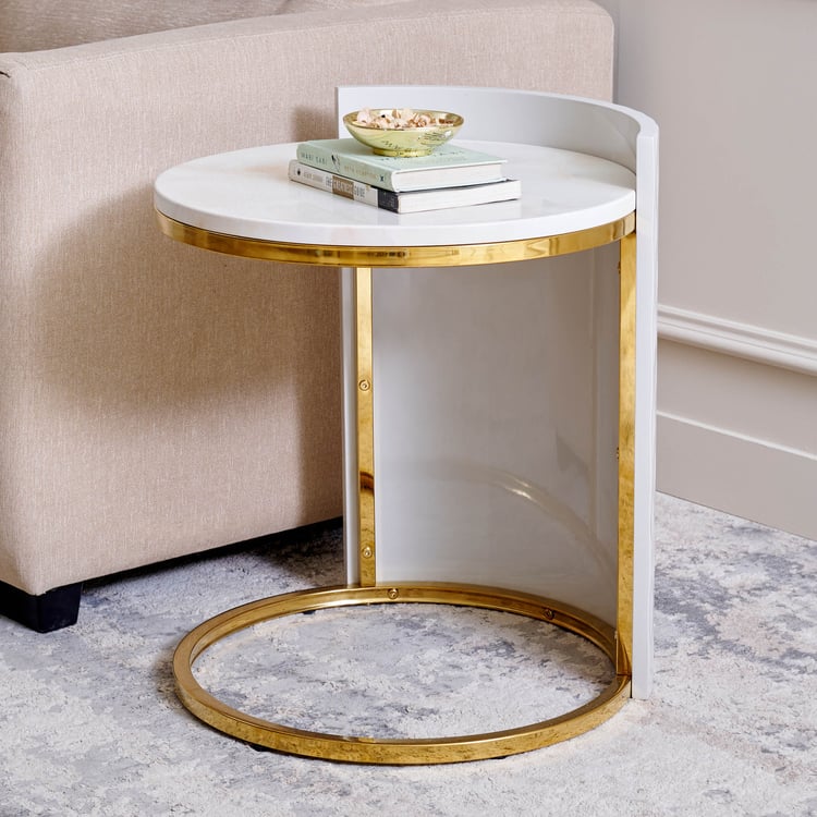 Vegas Marble Top Accent Table - Gold