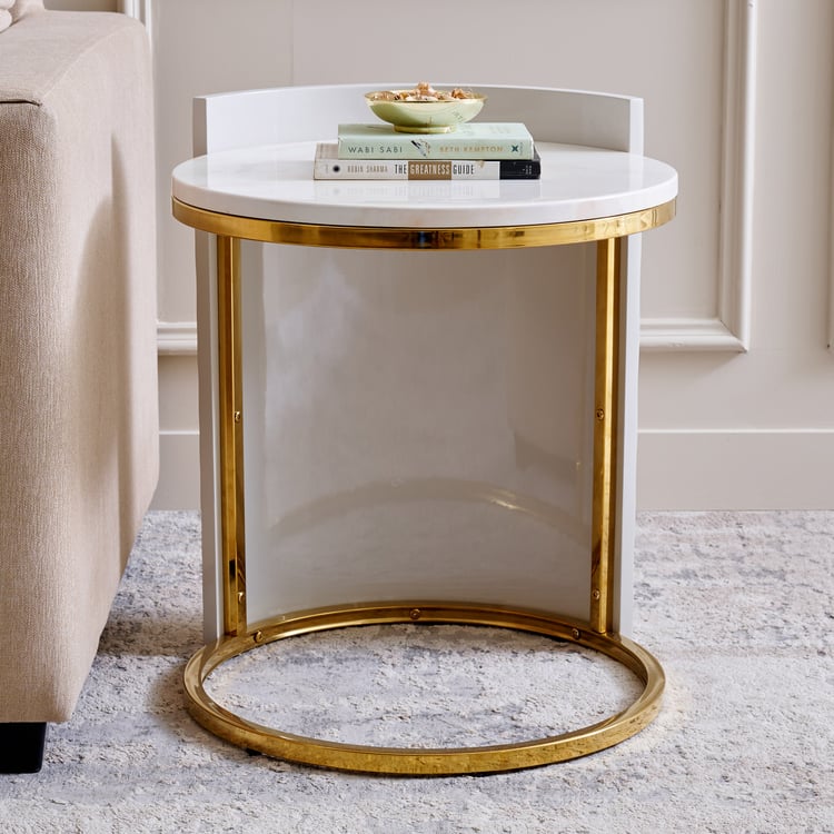 Vegas Marble Top Accent Table - Gold