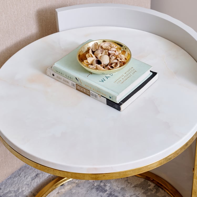 Vegas Marble Top Accent Table - Gold