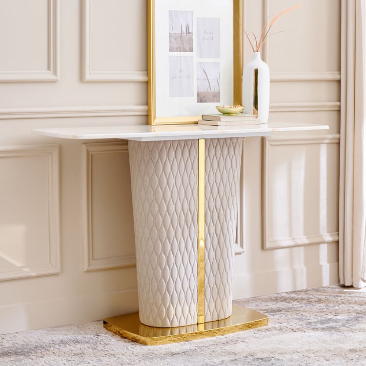 Vegas Faux Marble Top Console Table - Gold