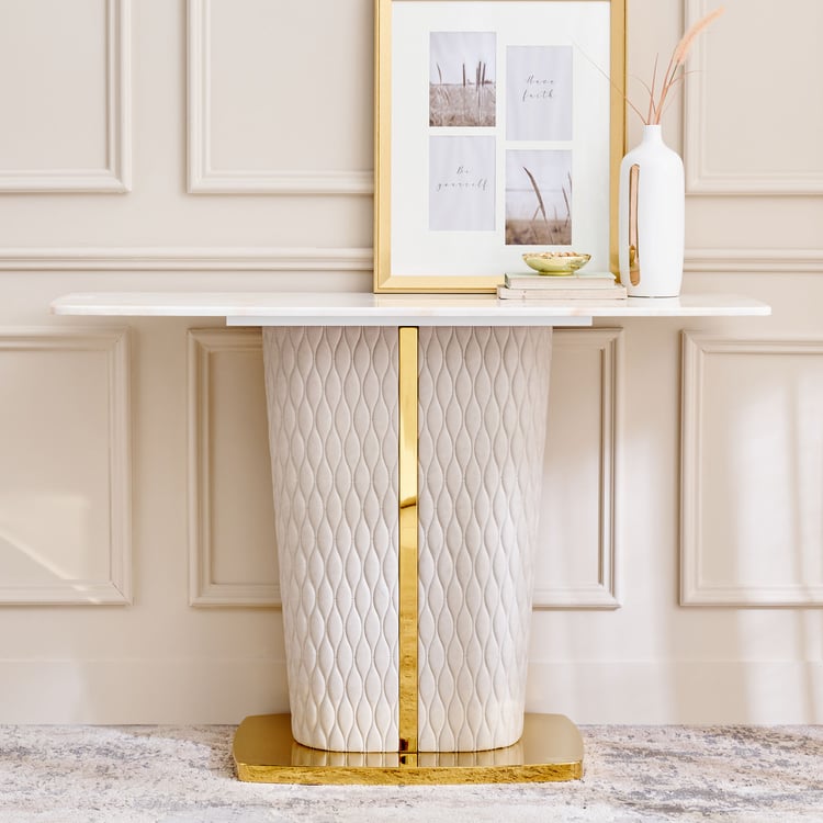 Vegas Faux Marble Top Console Table - Gold