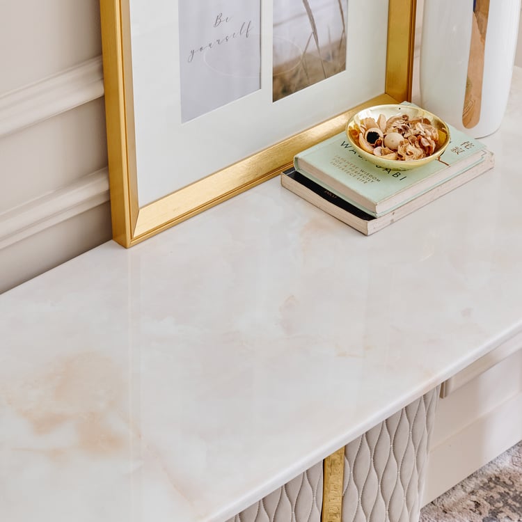 Vegas Faux Marble Top Console Table - Gold