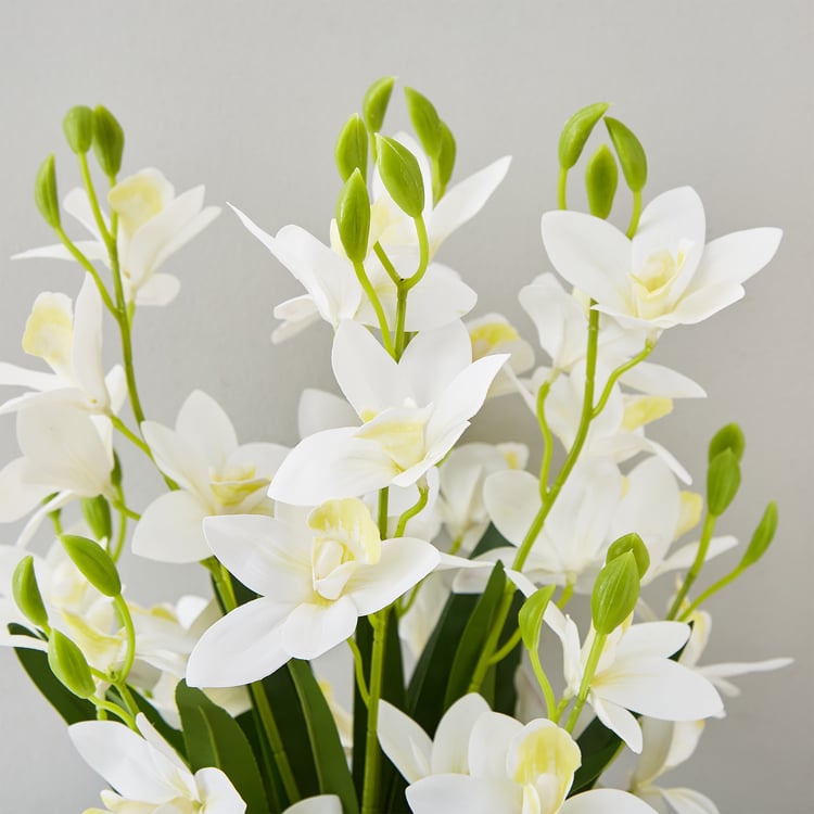 Gloria Gardenia Artificial Orchids in Marble Pot