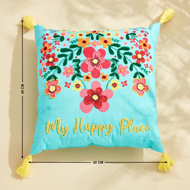 Glance My Happy Place Beaded Fiiled Cushion - 40x40cm