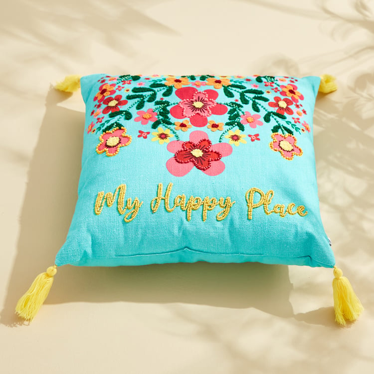 Glance My Happy Place Beaded Fiiled Cushion - 40x40cm