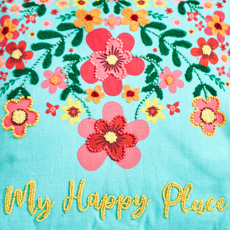 Glance My Happy Place Beaded Fiiled Cushion - 40x40cm