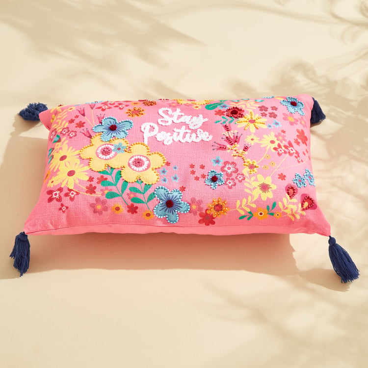 Glance Stay Positive Beaded Filled Cushion - 50x30cm