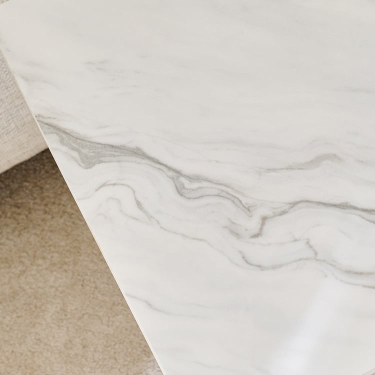 Helios Maria Sintered Stone Top End Table - White