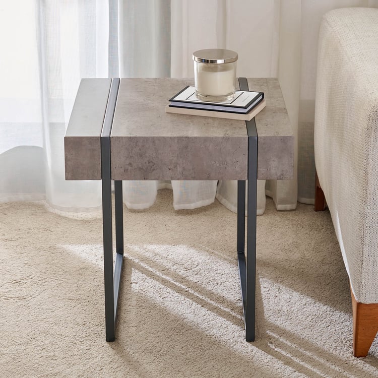 Helios Roca Metal End Table - Grey