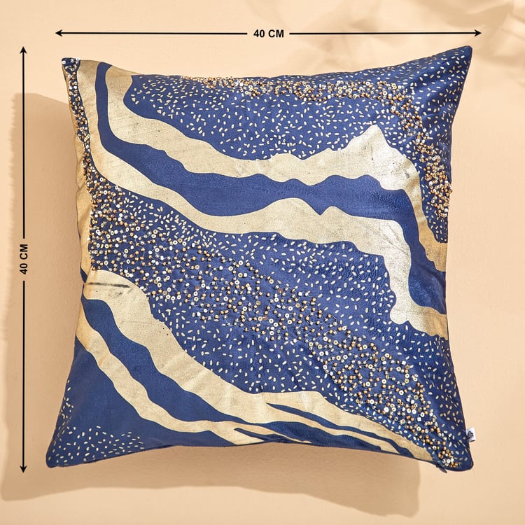 Extravagance Midnight Aura Beaded Cushion Cover - 40x40cm