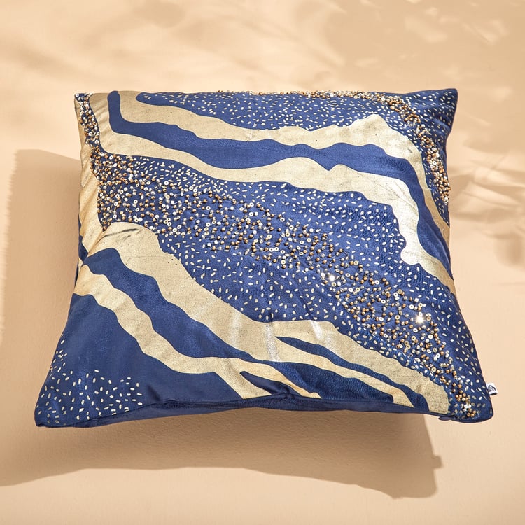 Extravagance Midnight Aura Beaded Cushion Cover - 40x40cm