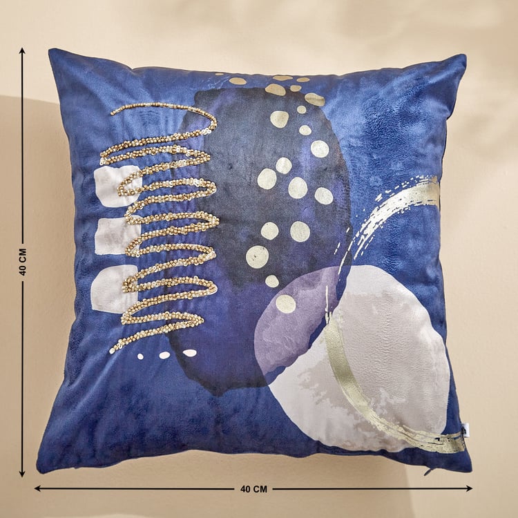 Extravagance Midnight Aura Printed Cushion Cover - 40x40cm