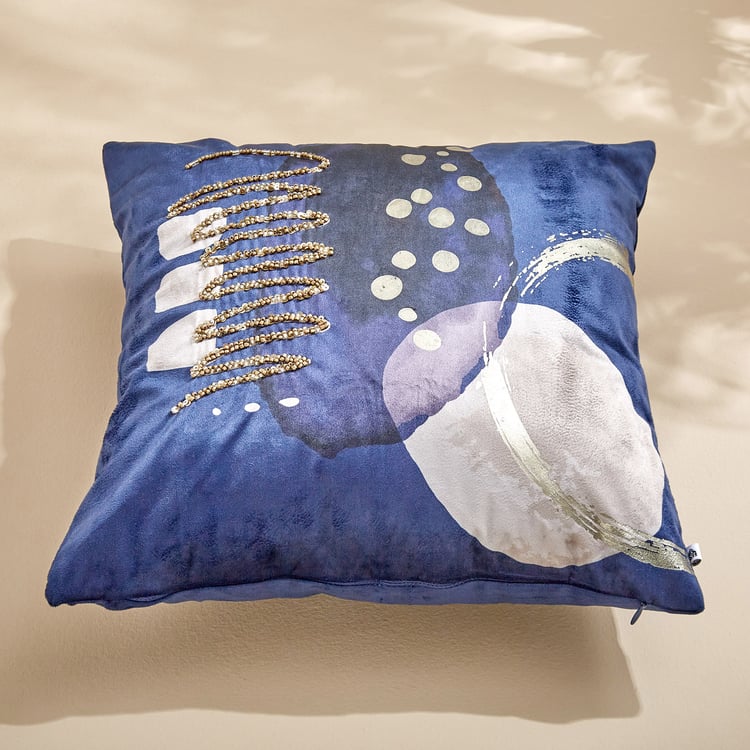 Extravagance Midnight Aura Printed Cushion Cover - 40x40cm