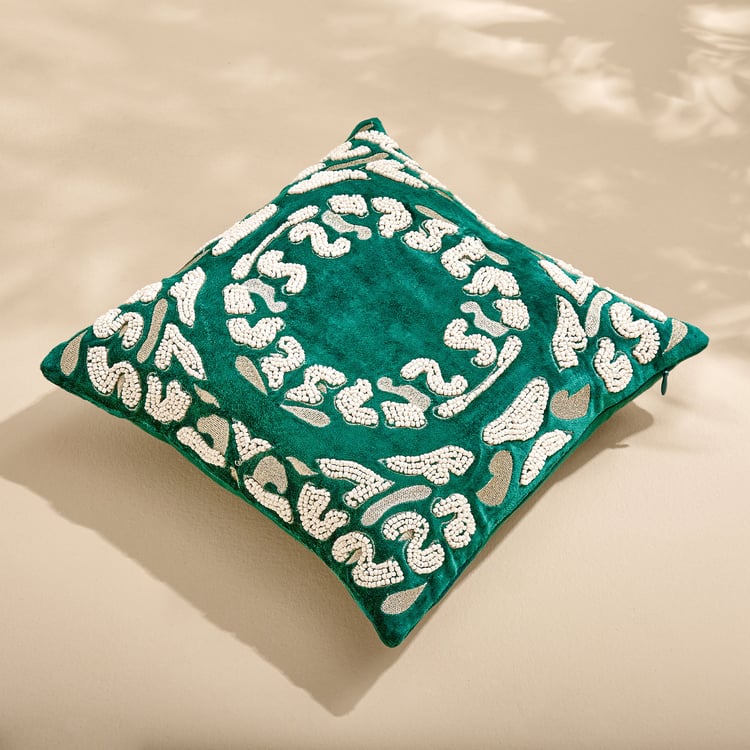 Extravagance Mughal Era Beaded Cushion Cover - 30x30cm