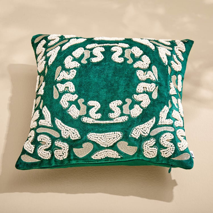 Extravagance Mughal Era Beaded Cushion Cover - 30x30cm