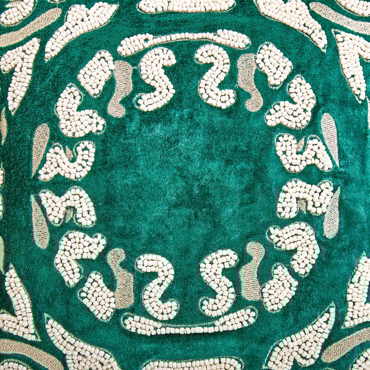 Extravagance Mughal Era Beaded Cushion Cover - 30x30cm