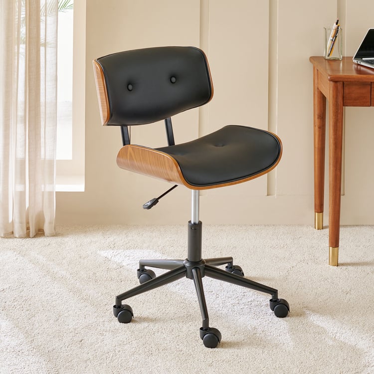 Charles Faux Leather Mid-Back Office Chair - Black