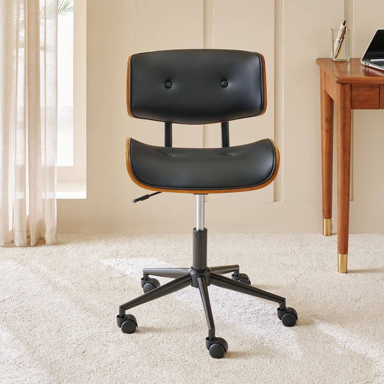 Charles Faux Leather Mid-Back Office Chair - Black