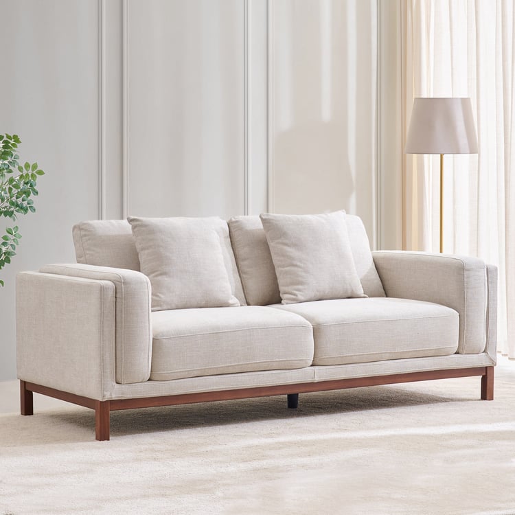 Lansbury Fabric 3-Seater Sofa with Cushion - Beige