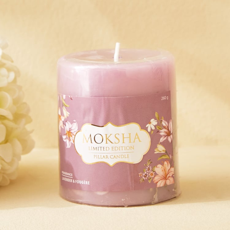 Moksha Lavender and Fougere Scented Pillar Candle