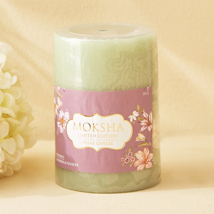 Moksha Botanical Lavender and Fougere Scented Pillar Candle