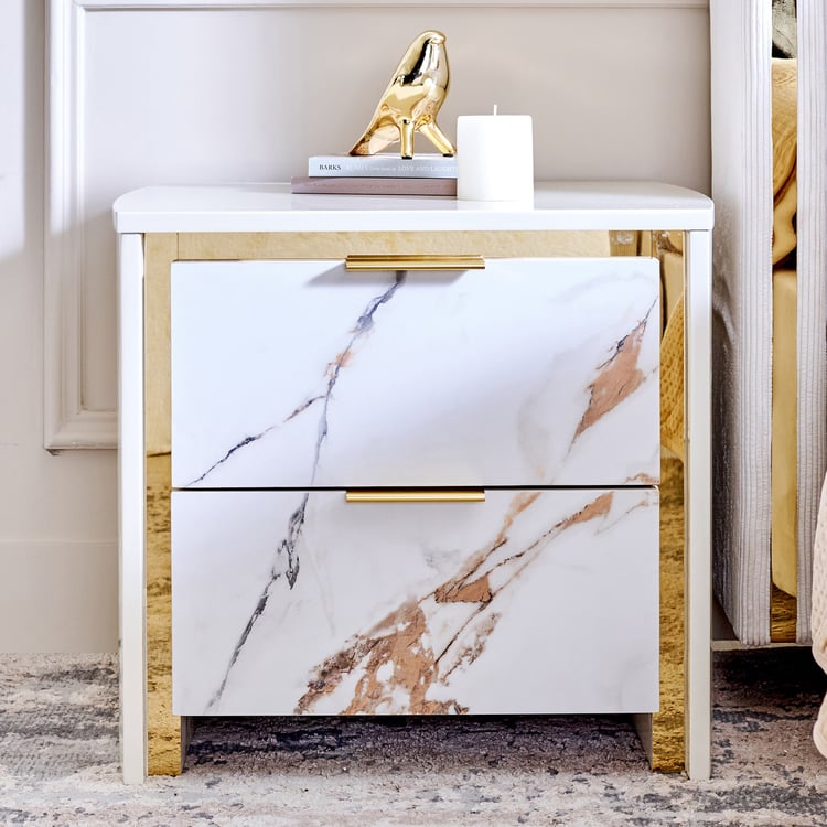 Modern Radiance Bedside Table with Drawers - Cream