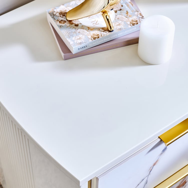 Modern Radiance Bedside Table with Drawers - Cream