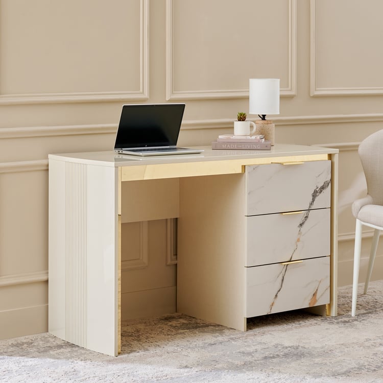 Modern Radiance Study Desk - Cream