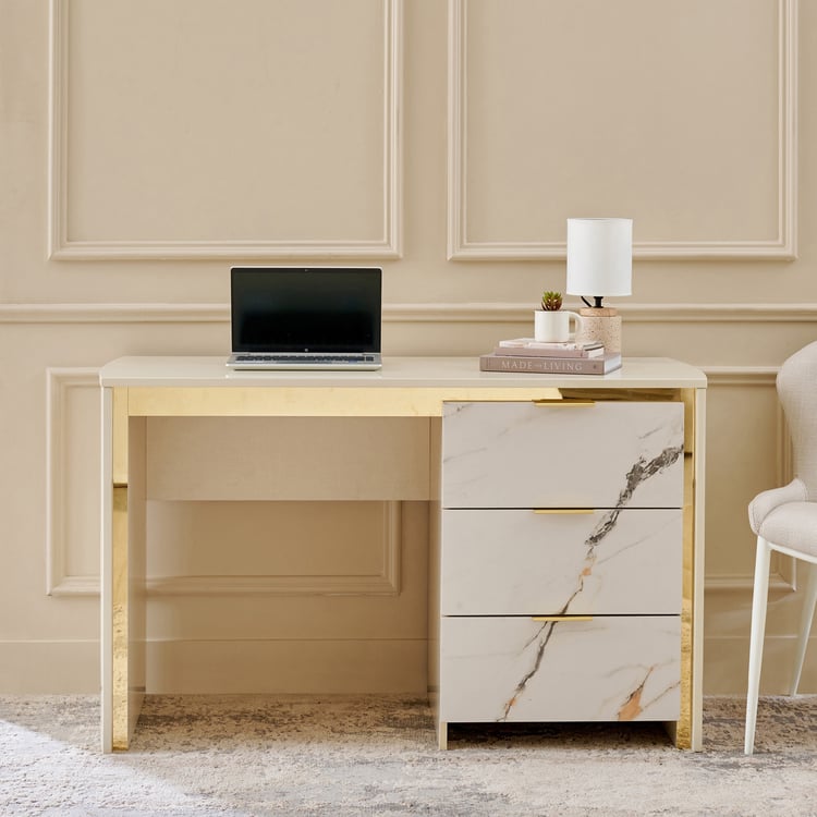 Modern Radiance Study Desk - Cream