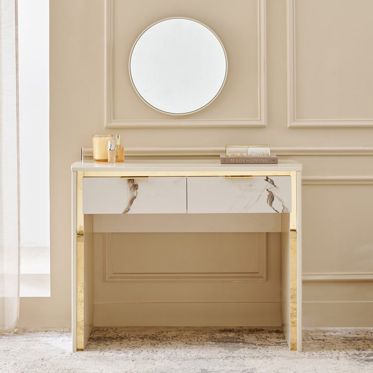 Modern Radiance Dresser Mirror with Drawers - Cream