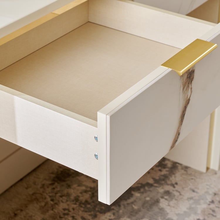 Modern Radiance Dresser Mirror with Drawers - Cream