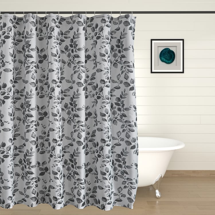 Richmond Coral Printed Shower Curtain with Hooks - 210x180cm