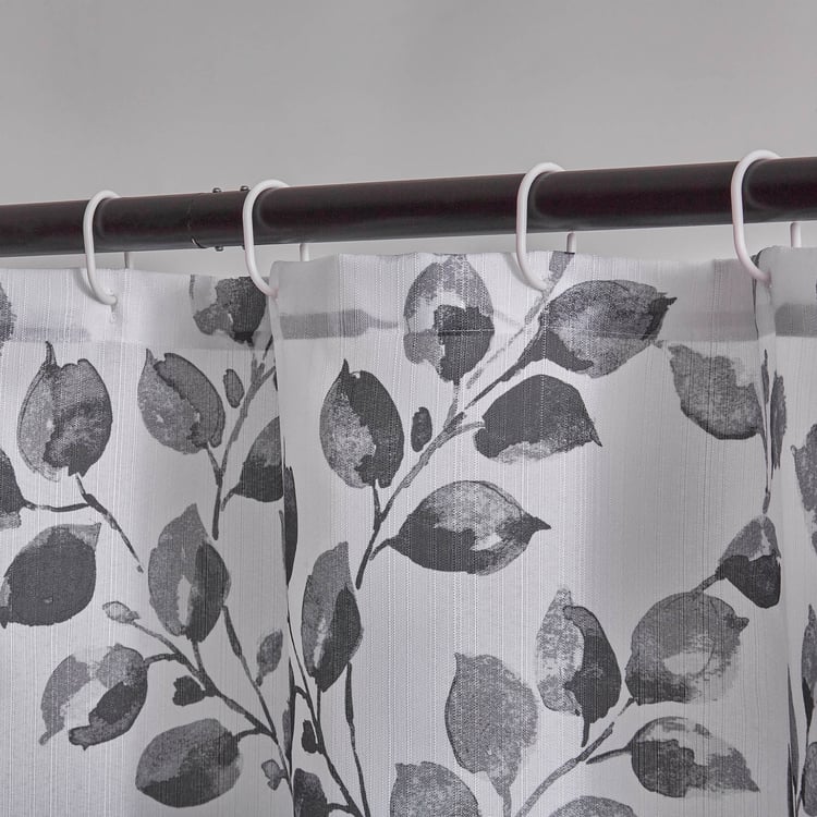 Richmond Coral Printed Shower Curtain with Hooks - 210x180cm