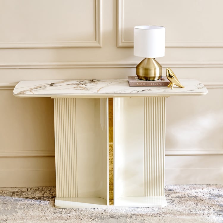 Modern Radiance Ceramic Top Console Table - Cream