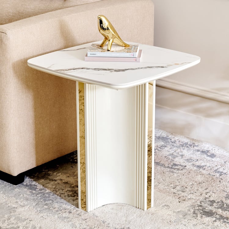 Modern Radiance Ceramic Top End Table - Cream