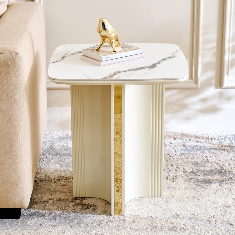 Modern Radiance Ceramic Top End Table - Cream