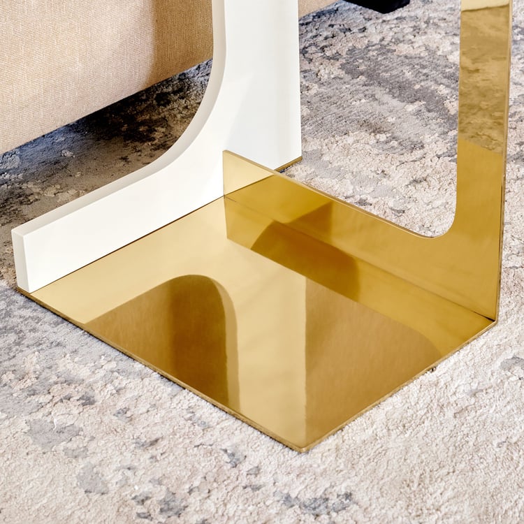 Modern Radiance Ceramic Top Accent Table - Cream