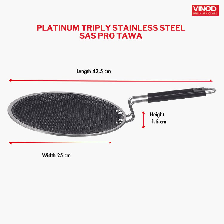 VINOD Platinum Triply Stainless Steel Tawa - 25cm