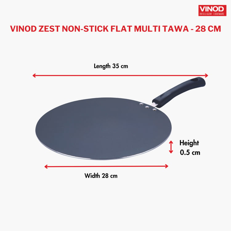 VINOD Zest Aluminium Non-Stick Flat Multi Tawa - 28cm