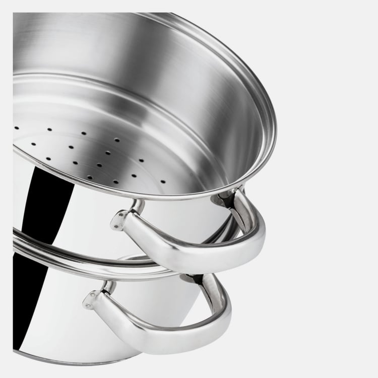 VINOD Stainless Steel 2 Tier Steamer with Glass Lid - 25cm