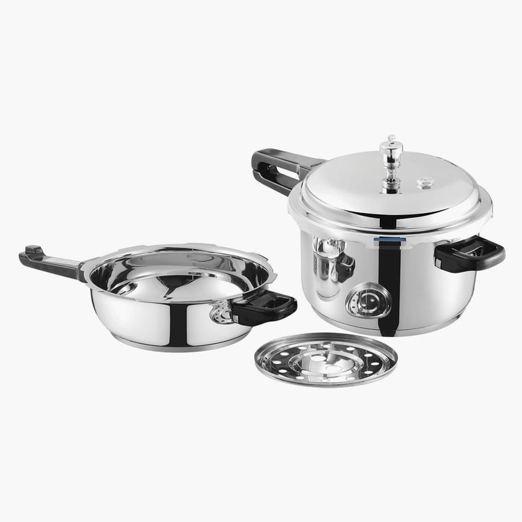 VINOD Set of 218/8 Stainless Steel Pressure Cooker and Pan Cooker