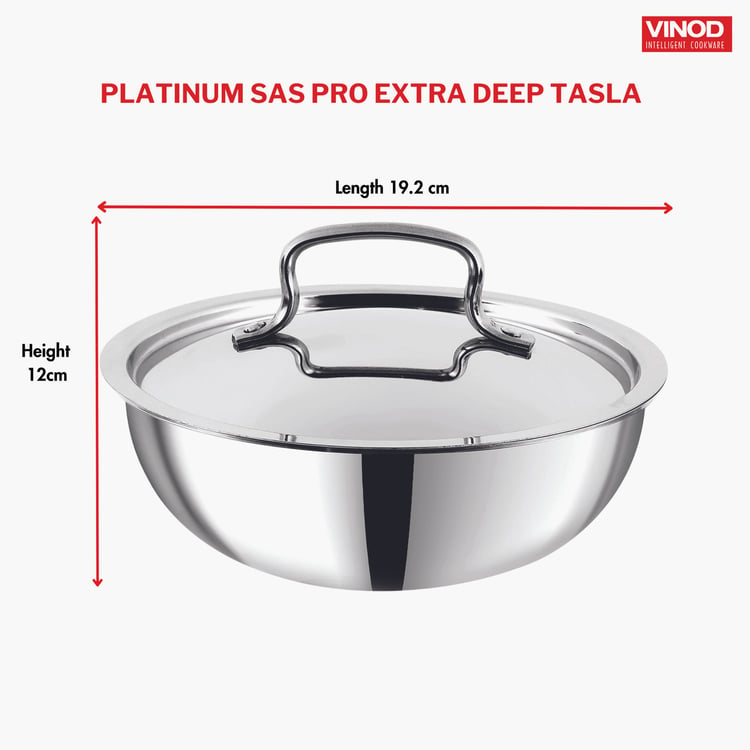 VINOD Platinum Triply Stainless Steel Tasla - 1.1L