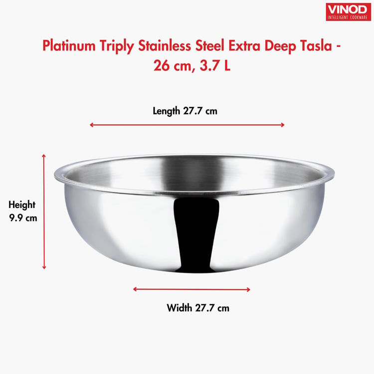 VINOD Platinum Triply Stainless Steel Tasla - 4.1L