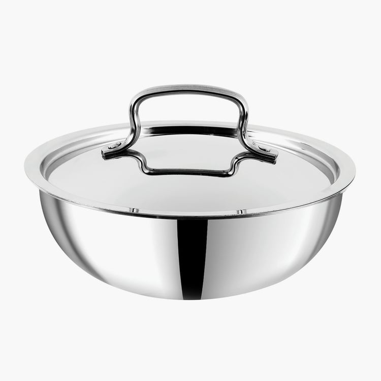 VINOD Platinum Triply Stainless Steel Tasla with Lid - 1.2L