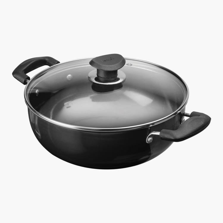 VINOD Aluminium Hard Anodized Kadai with Lid - 2.6L