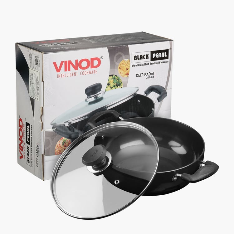 VINOD Aluminium Hard Anodized Kadai with Lid - 2.6L