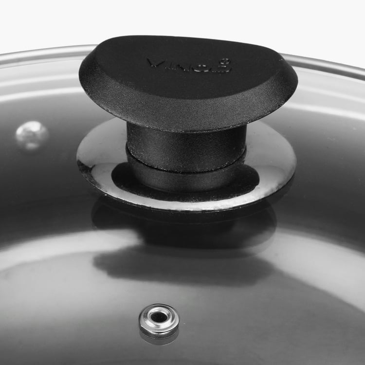 VINOD Aluminium Hard Anodized Deep Kadai with Lid - 3.1L