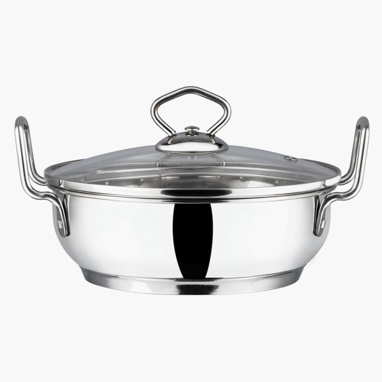 VINOD Stainless Steel Kadai with Glass Lid - 1.7L