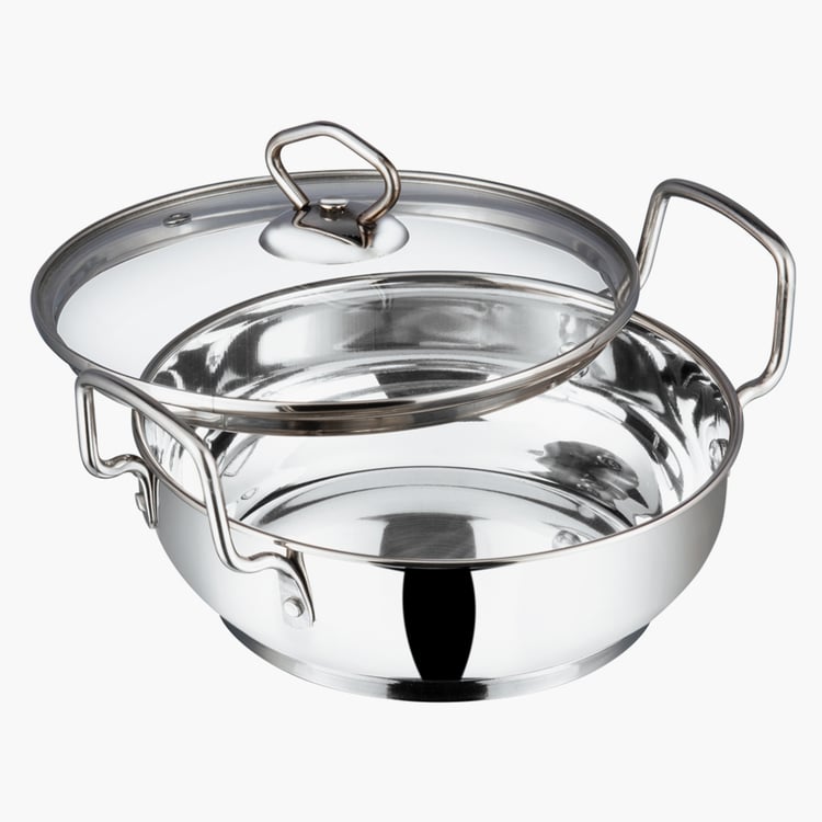 VINOD Stainless Steel Kadai with Glass Lid - 1.7L